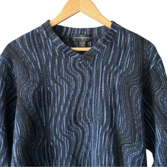Vintage Jhane Barnes Abstract Textured V Neck Wool Blend Grandpa Sweater Size XL - Picture 4 of 7